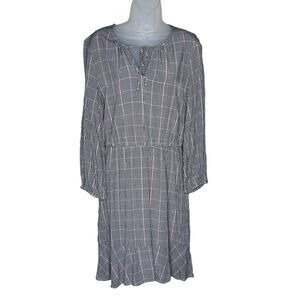 OLD NAVY Black White Pink Plaid Drop Waist Long Sleeve Dress Women’s